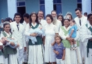 Padrinho Sebastião e grupo em frente a Igreja Cinco Mil - 1983